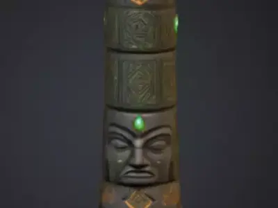 Emerald Totem Low-poly 3D model