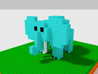 elephant pixel Free 3D model
