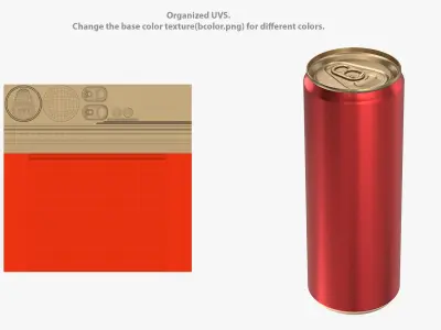 Sleek Beer Can With Droplets 355ml 3D model purchase