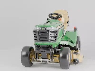 Green Lawn Grass Tractor 3D Model 3D model