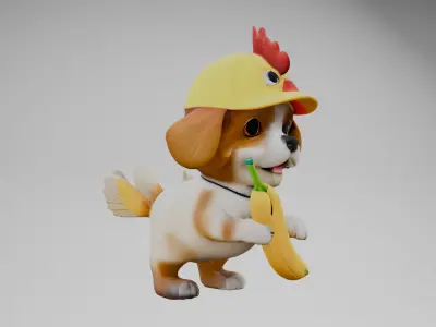 chicken banana dog 3D model