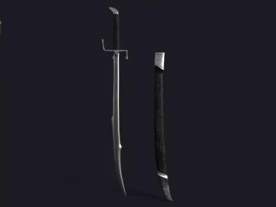 Elegant Scimitar Low-poly 3D model