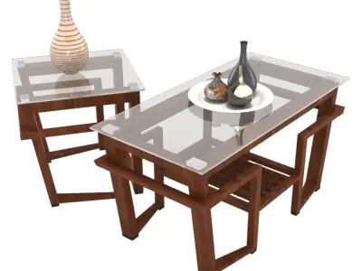 Table-02 two coffee tables with glass tops Free 3D model