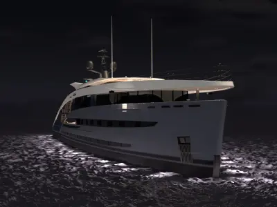 MaxiMax Superyacht Night Scene 3D model