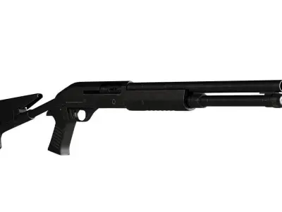 Shotgun Kitbash Low-poly 3D model