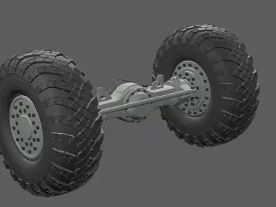 Bus Or Truck Back Part Wheel Set 3D Model Low-poly 3D model