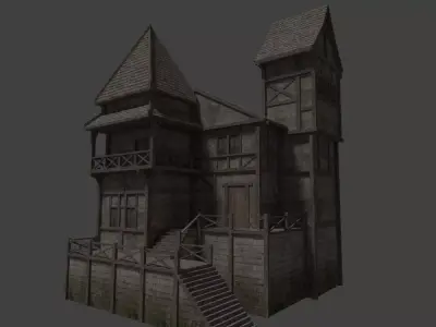 Medieval house Free low-poly 3D model