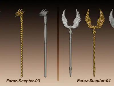20 King Scepter 3D Model Basemesh Low-poly 3D model
