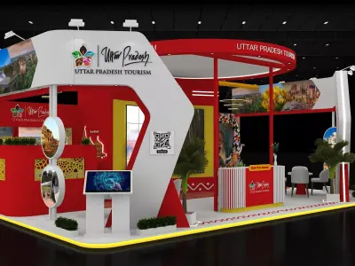 10mtr x10mtr expo stall 3side open Exhibition Stand Free low-poly 3D model