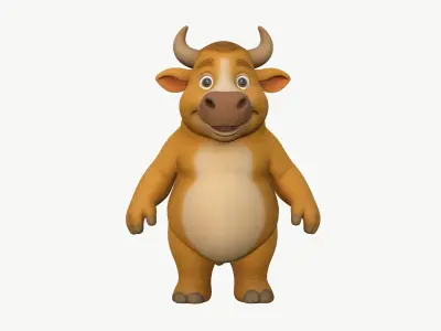High-Quality Stylized Cartoon Bull 3D model