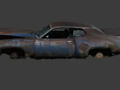 Wrecked and Rusty Car 01 Free low-poly 3D model