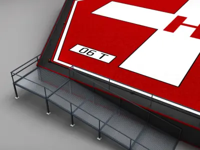 Helipad hexagon low poly 3D model