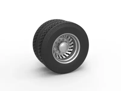 Rear custom wheel of semi truck Version 13 Scale 1 to 25 3D print model