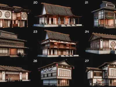 50 JAPAN BUILDINGS - 4K PBR HIGH QUALITY Low-poly 3D model