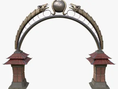 Ancient Japanese Arch Gate 3D model