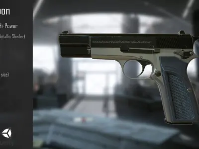 Browning PBR pistol Low-poly 3D model