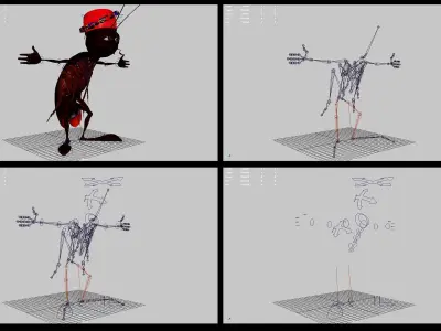 Cockroach Character Low-poly 3D model