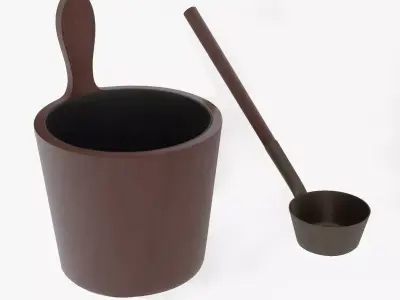 Sauna bucket and ladle Free 3D model