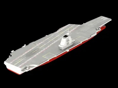 Type 003 Fujian Aircraft Carrier Low-poly 3D model