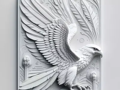 3D Relief Eagle Wall Art Panel Low-poly 3D model
