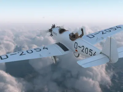 Vintage Aircraft with Pilot 3D model