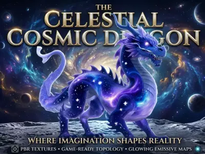 Celestial Cosmic Dragon - Mythical Galaxy Beast 3D model