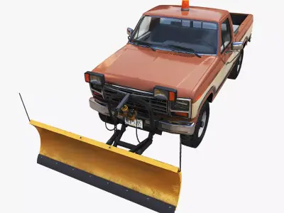 Snow plow pickup truck Low-poly 3D model