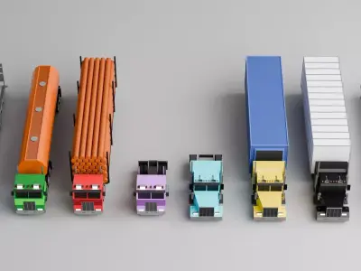 Low Poly Truck 3D Model Pack Free low-poly 3D model