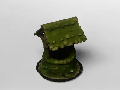 Mossy Medieval Wishing Well 3D Model 3D model