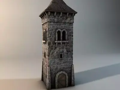 Low poly stone tower Low-poly 3D model