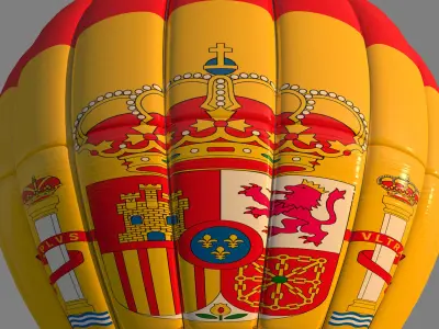 SpainFlag-Parachute hot air balloon with spanish coat of arms 3D model