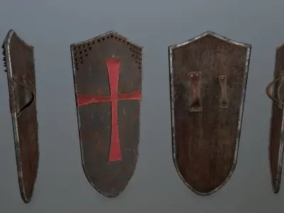 shield set 3 greek warrior Low-poly 3D model