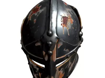 Distressed Medieval Knight Helmet Low-poly 3D model