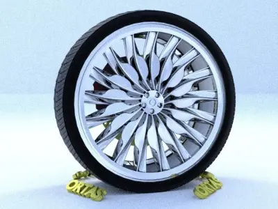 ORTAS CAR RIM 7 GAME READY RIM TIRE AND DISC 3D model
