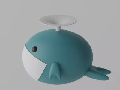 Cartoon Cute Whale 3D model