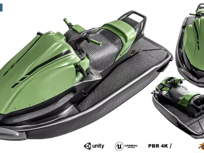 Jet Ski Pack Low-poly 3D model