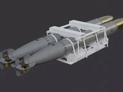 torpedo rack with dual missiles Low-poly 3D model