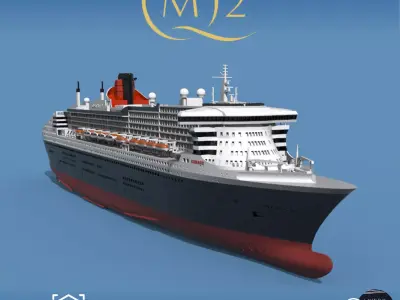 RMS Queen Mary 2 QM2 ocean liner 3D print ready model 3D print model