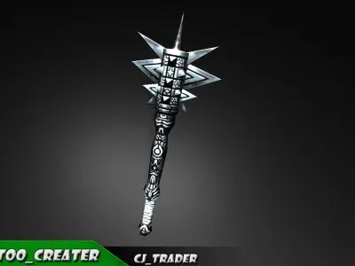 Fantasy Magic Stick Low poly Mace 3D Model Low-poly 3D model