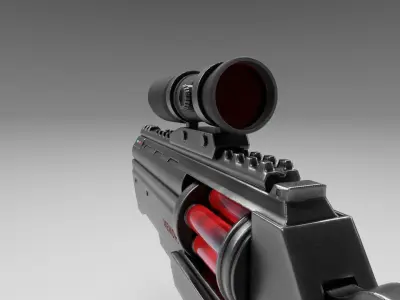 Futuristic revolver Low-poly 3D model