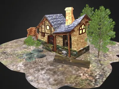 Tiny Cottage Low-poly 3D model