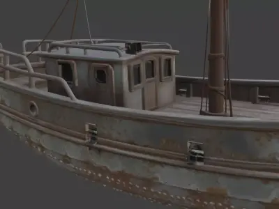 Old Weathered Scratched Fishing Boat 3D Model 3D model