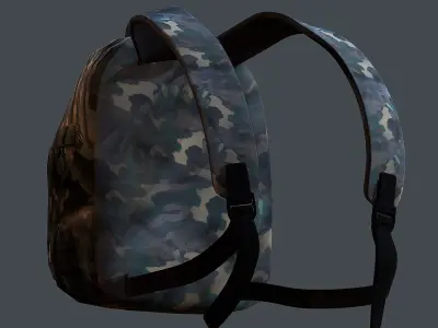 Backpack military combat Black baggage Low-poly 3D model