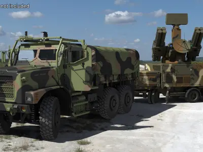 Truck with Trailer Air Defense Missile Complex Rigged 3D model