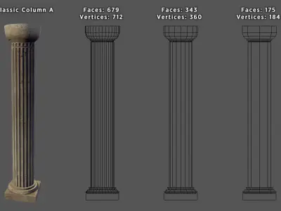 Classic Columns Free low-poly 3D model