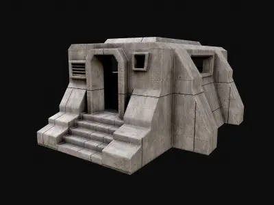 Military Concrete Bunker Base 5 Low-poly 3D model