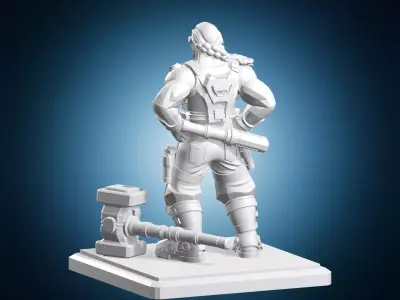 Sci-Fi Mechanic Engineer With Hammer 3D print model