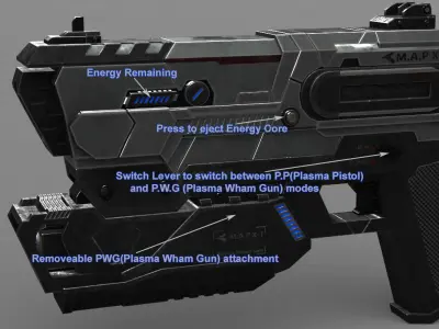 Sci Fi Plasma Pistol concept 3D model