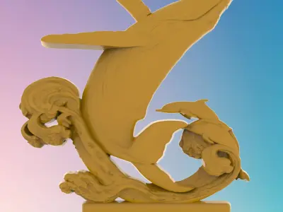 Whales and Dolphins 3D MODEL STL FILE FOR CNC ROUTER 3D print model