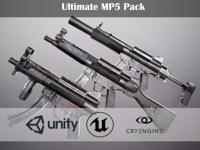 MP5 mega pack Low-poly 3D model